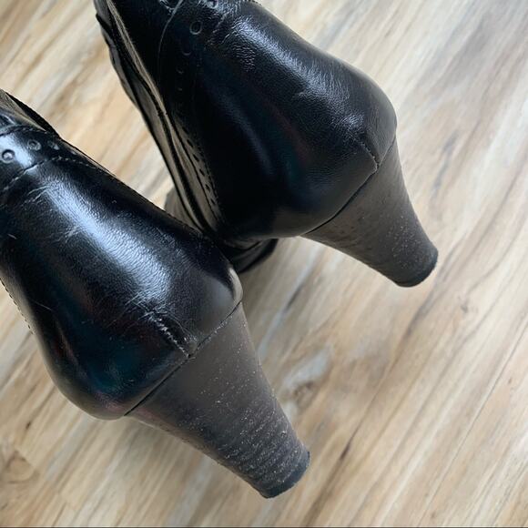 FRANCESCO MORICHETTI Black Leather Spectator Tall Boots Low Heel Size 40 / 9.5 - Picture 5 of 10